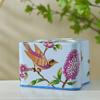 Creative Painted Floral Bird Ceramic Toothbrush Holder Artistic Three-hole Couple Toothbrush Holder Bathroom Toothpaste Storage