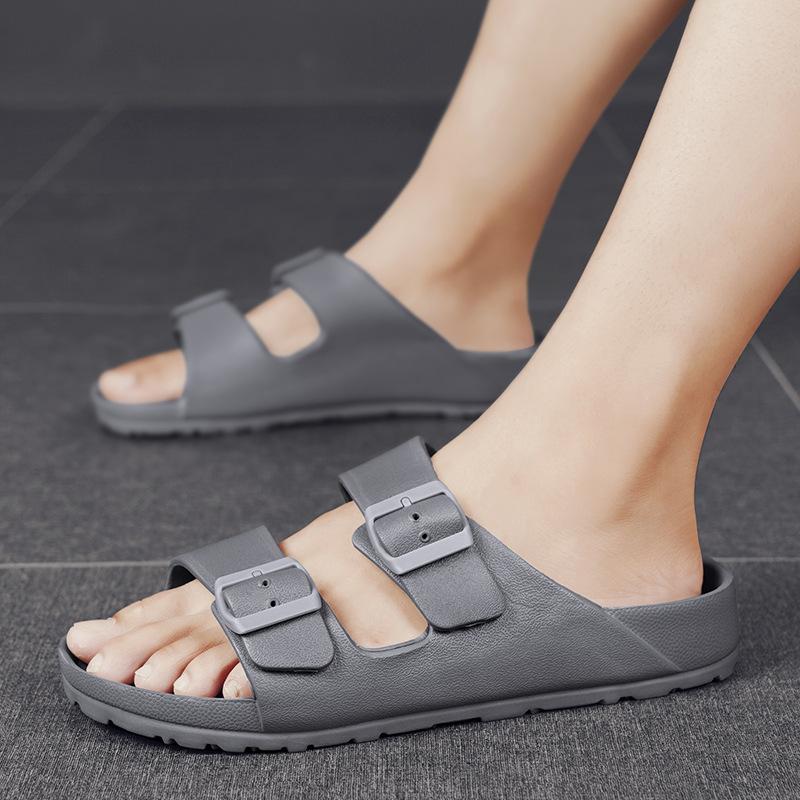 2025 New Men's Outdoor Beach Sandals Non-Slip Double Buckle Strap Comfortable Summer Slides for Casual Walking Water Activities
