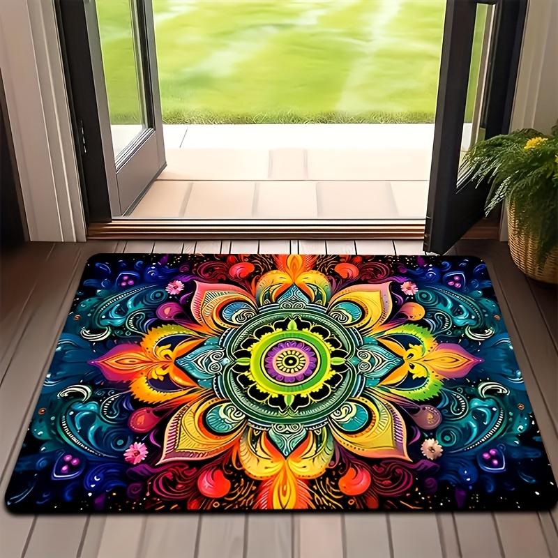 Bright Flower Recycling Carpet Doormat Soft Floor Mat Living Room Carpet Bedroom Carpet Welcome Mat Outdoor Carpet Home D