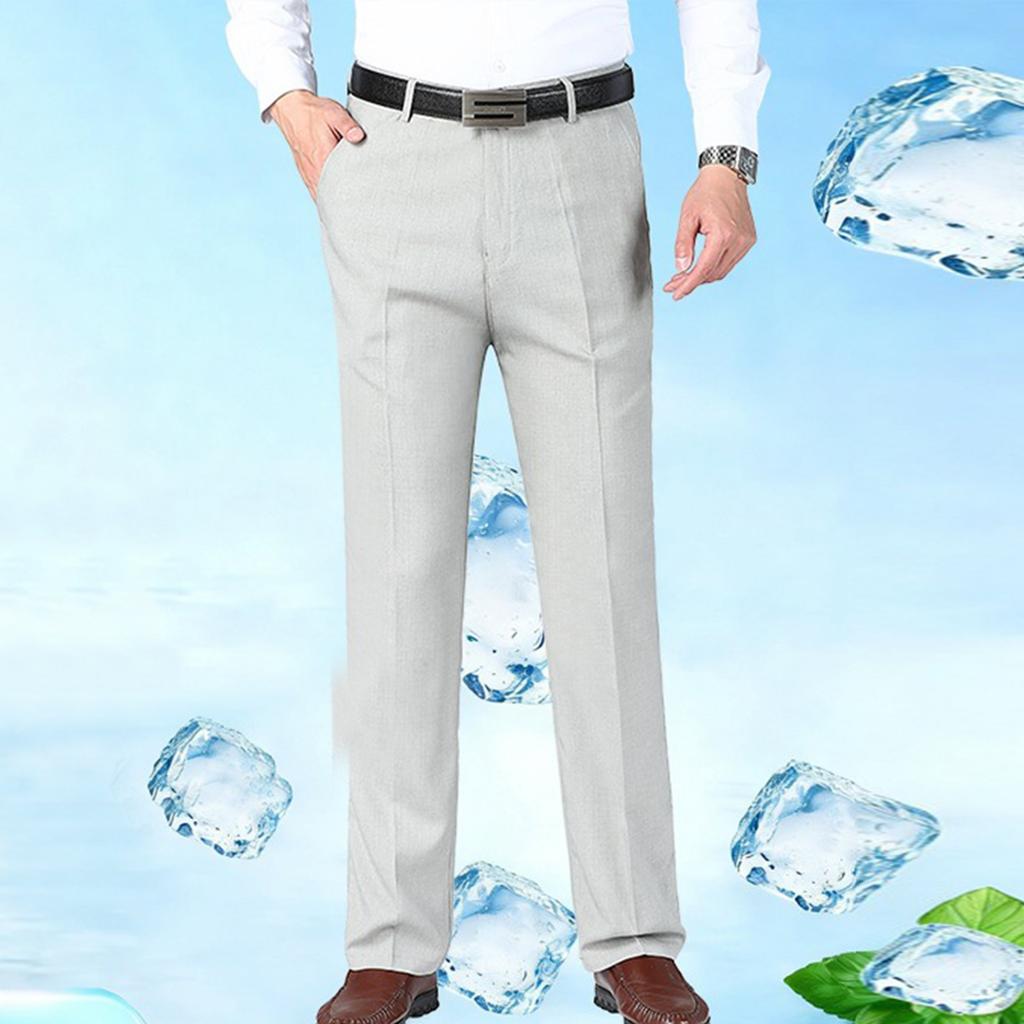 Men's Summer Suit Trousers Men's Casual Breathable Straight Leg Trousers
