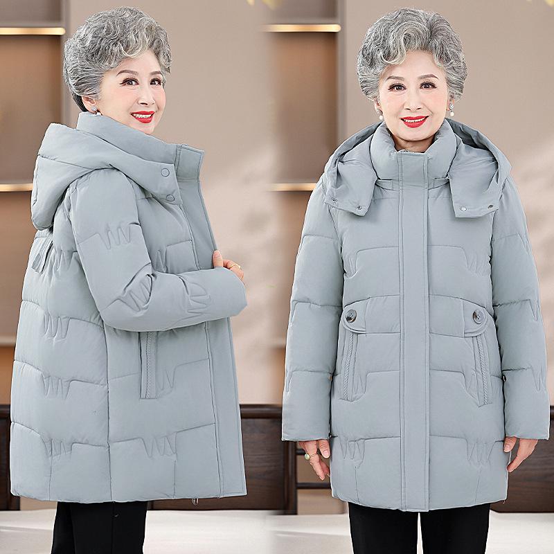 

Grandma s Mid-Length Winter Coat for Women - Thick, Warm Cotton for Middle-Aged & Elderly 4XL (135-150 lbs) светло-синий