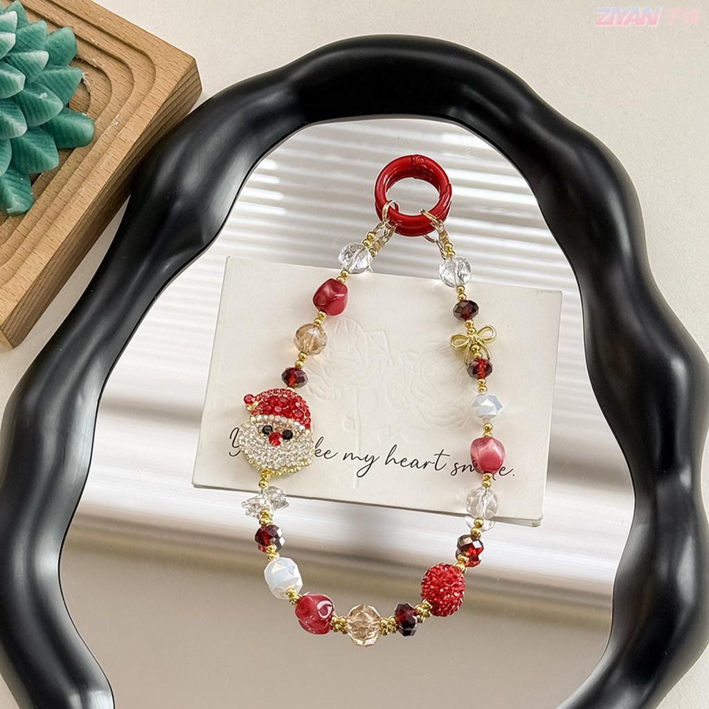 Weihnachten Weihnachtsmann Perlen Handy Armband Bunte Acryl Kristallperlen Rot und Grün Weihnachten