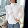 Spring and Autumn Women's Blouse Half-high Neck Splicing Matchy-matchy Bottoming Shirt