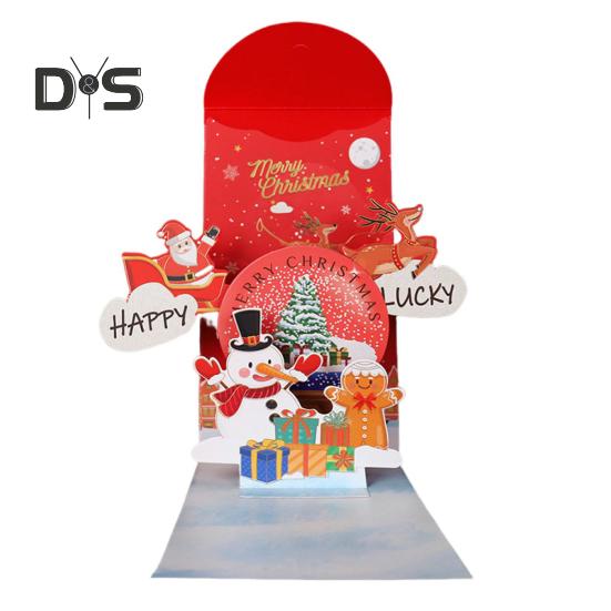 

Різдвяний 3D червоний конверт Merry Xmas Greeting Cards Christmas Tree Snowman Pop-up Card for Holiday Celebration Snowman