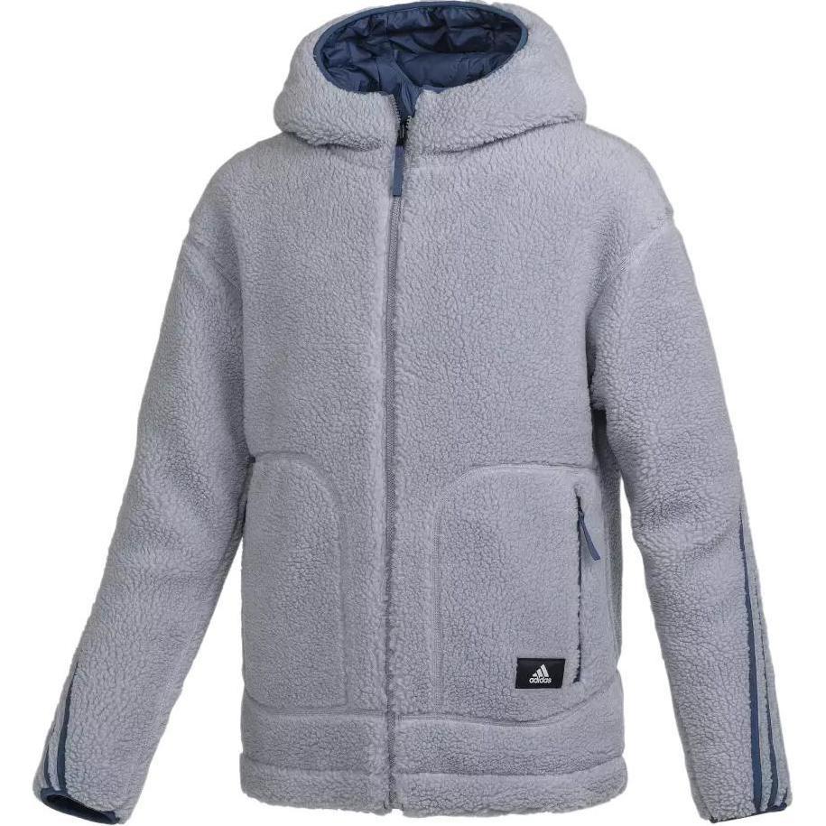 adidas Full-Zip High Collar Sherpa Jacket  Grey  Men s HR8427 XXXL