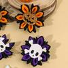 2Pcs Halloween Flower Hair Clips Glitter Pumpkin Skull Decor Hairpins For Girls Kids Costume Party Gothic Headwear Accessories