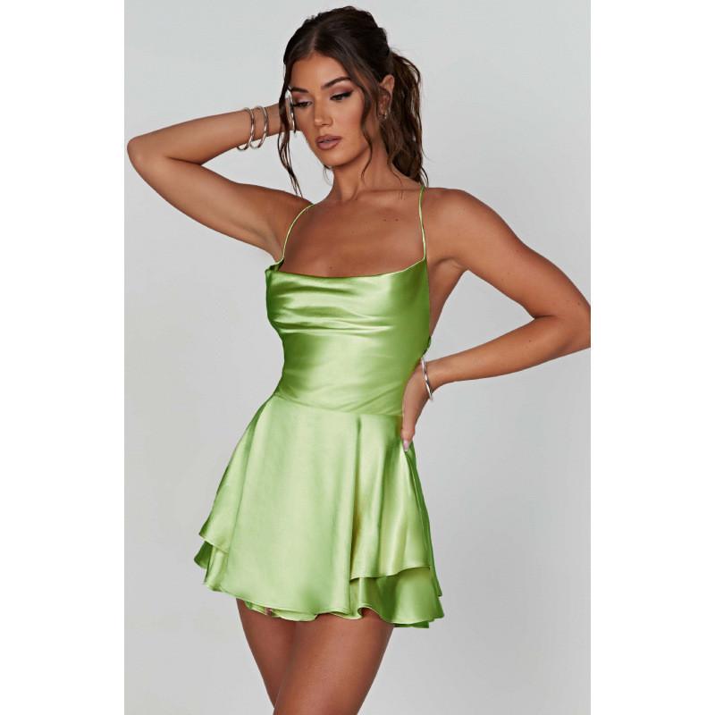 Summer Sexy Slip Dress With Spliced Polyester And Spandex For Night Out