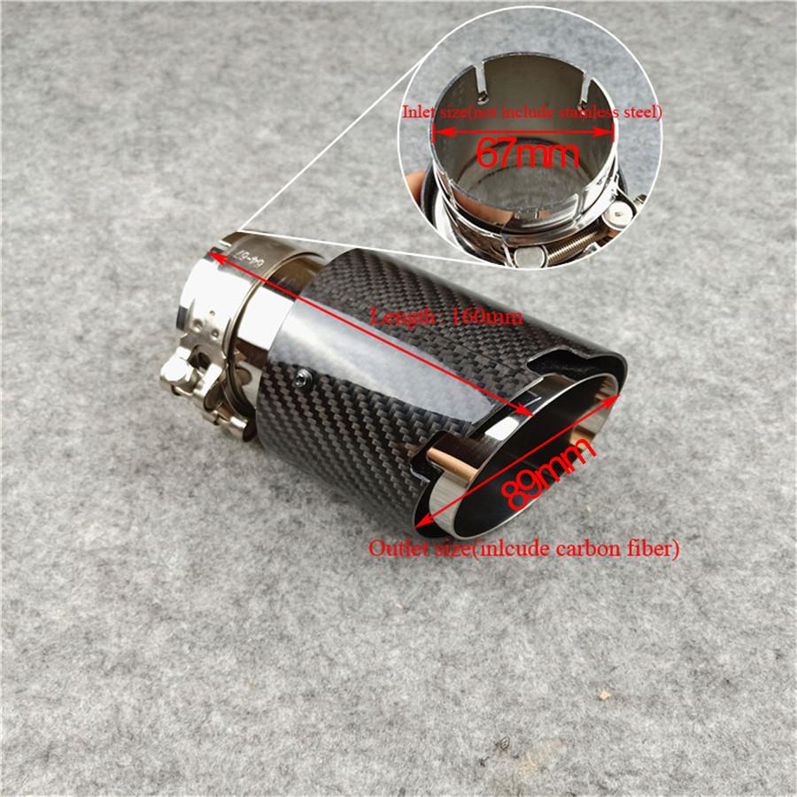 2PCS NEW 67mm Universal Top Quality Glossy Titanium Black Carbon fiber Exhaust Muffler Tail Pipes Fit For Bmw Benz
