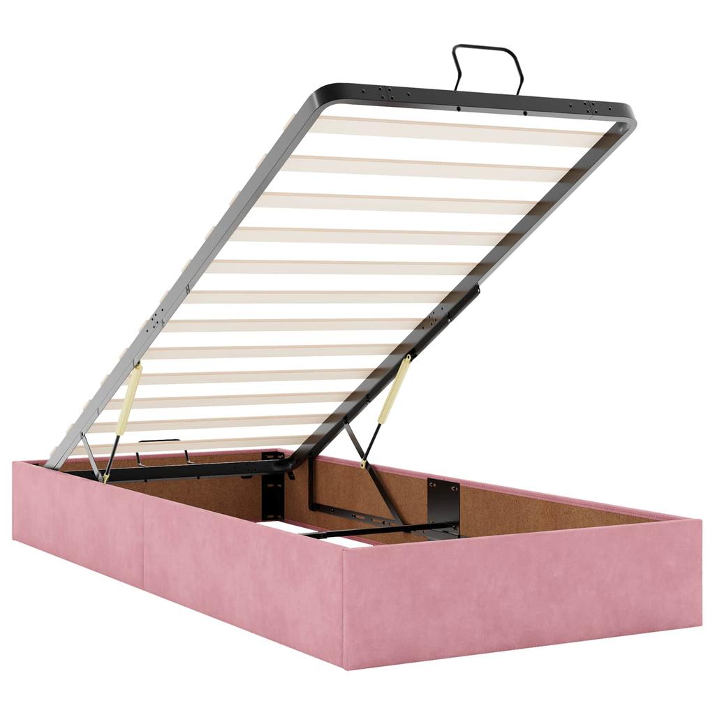 Bed Frame with Mattress 2 pcs Pink Velvet