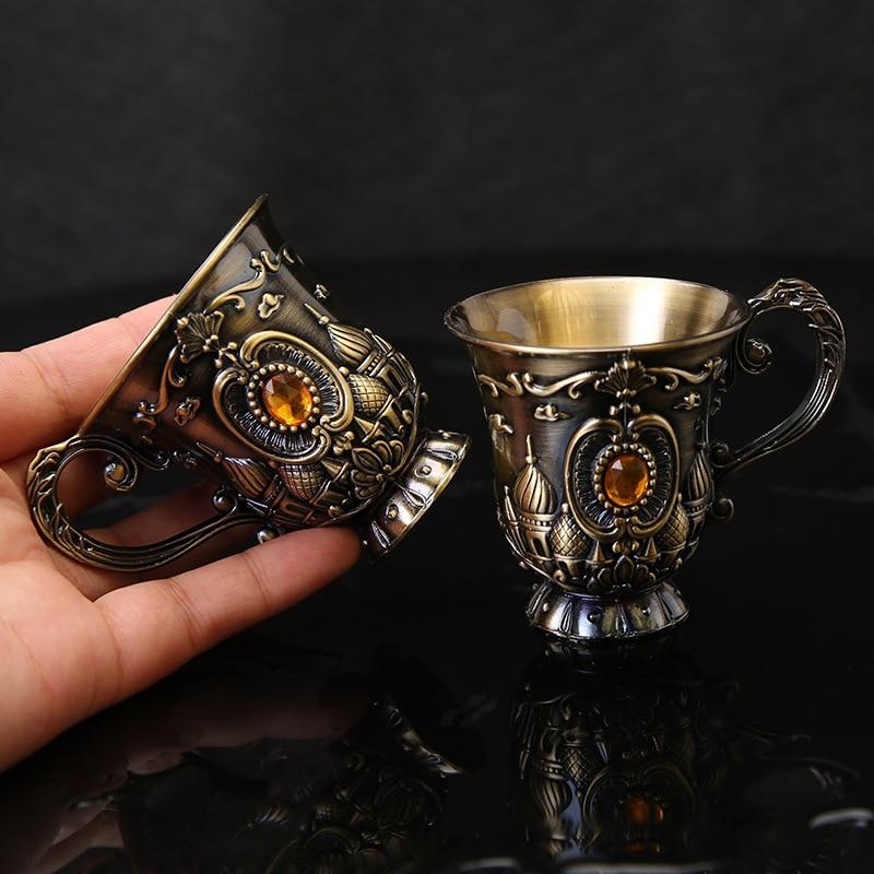 30ml Relief Retro Diamond Pattern Goblet Spirits Drinking Alloy Antique Wine Gift Retro Decoration