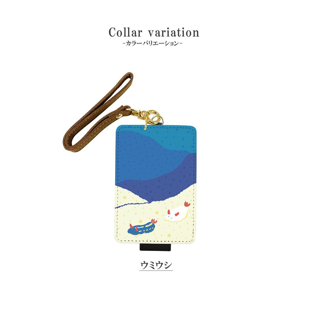 Grand Cinq Women's and Men's Pass Case (with Anti-Fall Strap & Button) - Sea Creatures, Coral, and Clownfish Design, IC Card Case for Commuting and