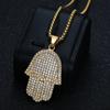 Classics Creative Design Matima's Hand Pendant Necklace for Men Stainless Steel Gold Plated Zircon Chain Hip Hop Fashion Jewelry