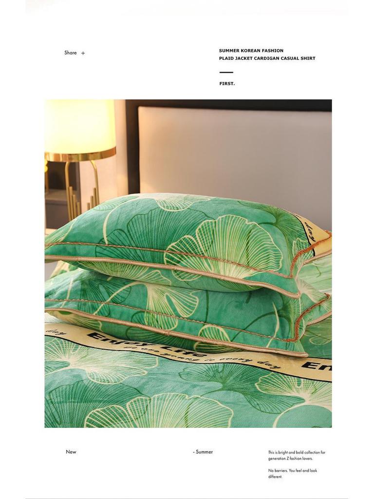 Cozy Flannel 230g Milk Velvet Printed Bed Set with Skirt - New Autumn/Winter Collection, Hot Seller
