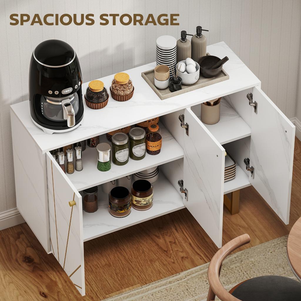 Sideboard Storage Cabinet, Modern Storage Cupboard with Adjustable Shelves and Metal Legs for Living Room, Kitchen, Dining Room, Entryway
