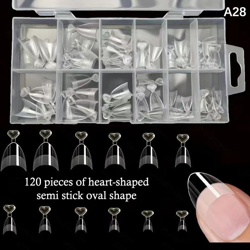 120/240/330/600 Pcs Soft Gel Nail Tips, Half Matte Clear Nail Tips Pre-Shaped False Nail Tips For Nail Extension Manicure Tools A28