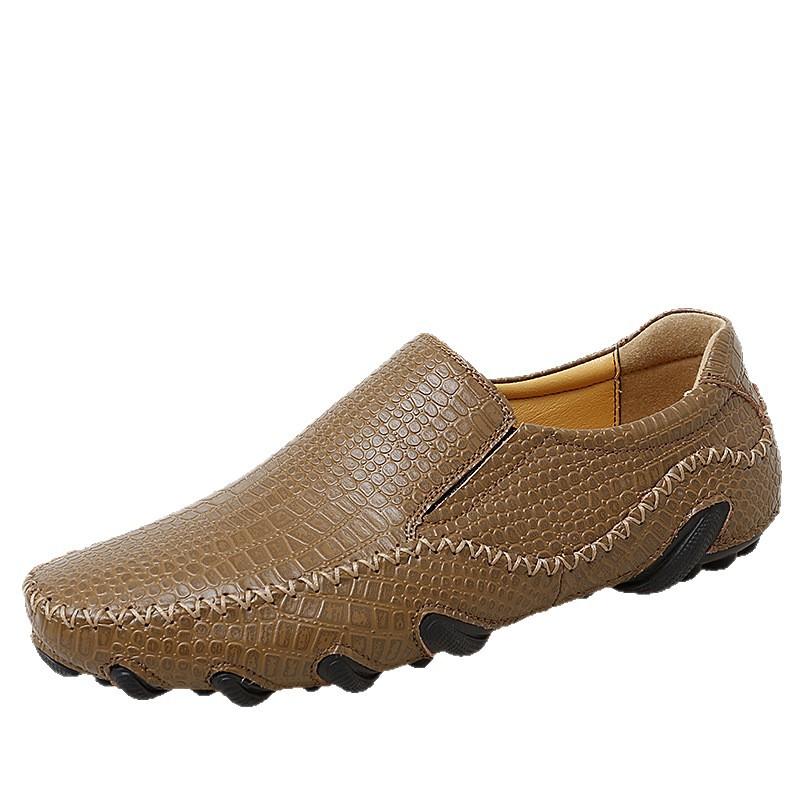9905 Men'S Shoes Octopus Loafer Leather Shoes Doudou Shoes Spring Set Feet Crocodile Pattern Cowhide Surface Large Size Casual Shoes Single Shoes