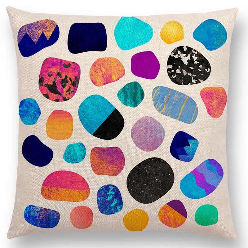 New Abstract Colourful Geometric Pattern Dreamlike Square Round Triangles Sector Diamond Gorgeous Cushion Cover Car Pillow Case