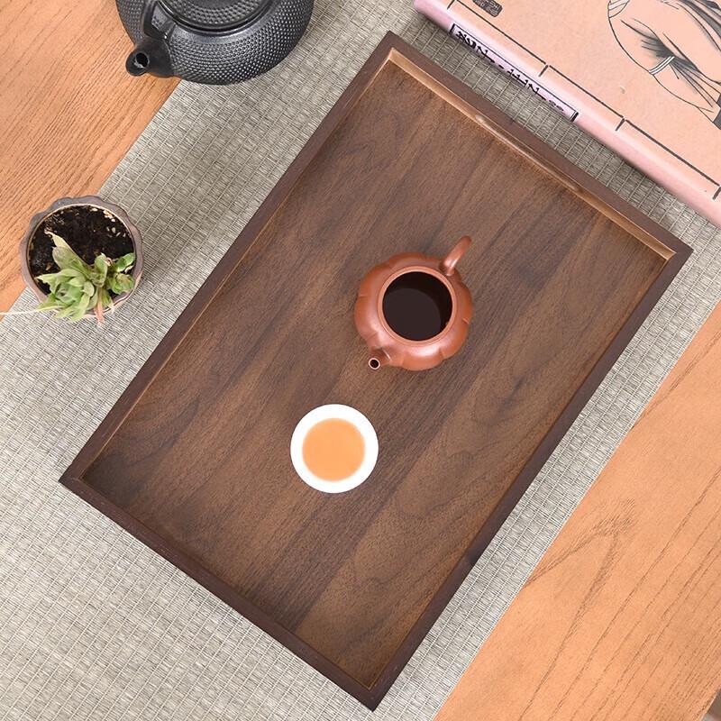 MOLUONA Walnut Wood Rectangular Tea Tray with Handles