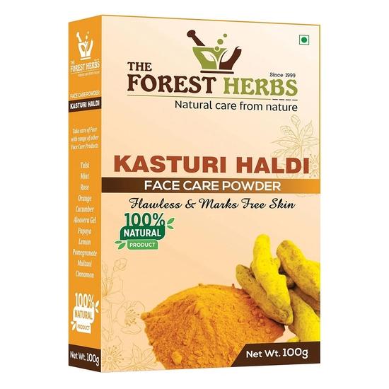 THE FOREST HERBS Natural Care from Nature Kasturi Haldi Powder For Natural Finish Face (100 Grams) For Glowing Skin | Kasturi Manjal | 100% Natural