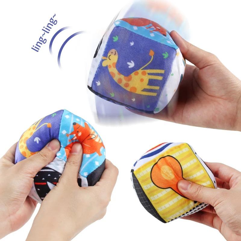 Non-Toxic Baby Rattles Toy Cartoon Design Early Education Intelligence Toys Colorful Doodle Baby Shake Bell Toys Kids Car Pendant Toy Gift