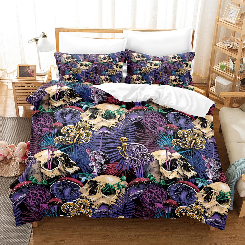 3D Skull Bedding Set Halloween Duvet Cover 2/3 Pieces DE135 * 200 Single/Double Boys' Room Deluxe Home Decoration gift