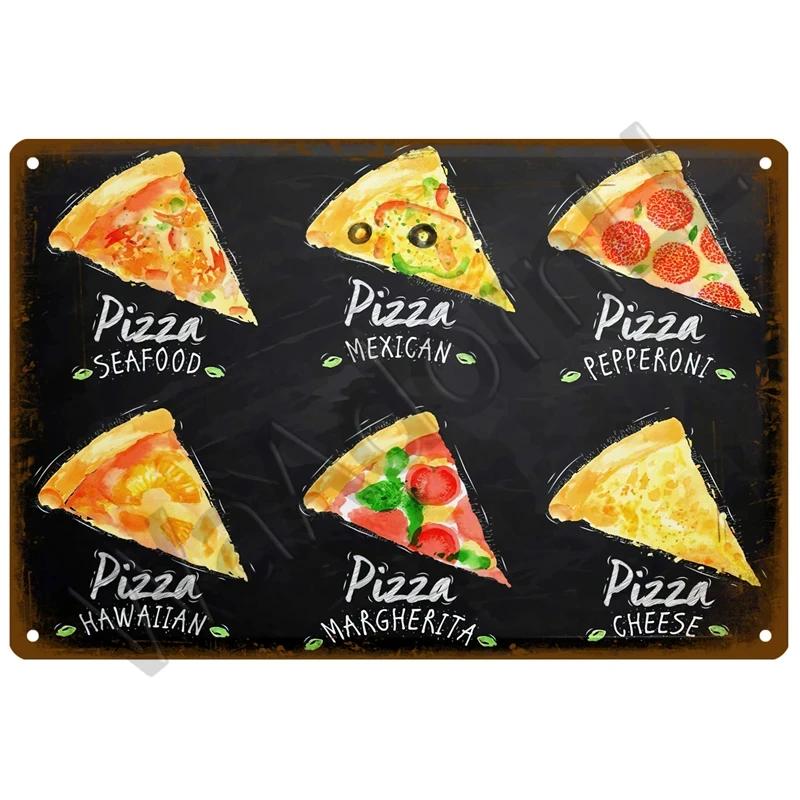 Vintage Essen Poster Metall Zeichen Zinn Gemalt Hamburg Pizza Plakette Restaurant Café Moderne Kunst Hause Dekoration Wandbild
