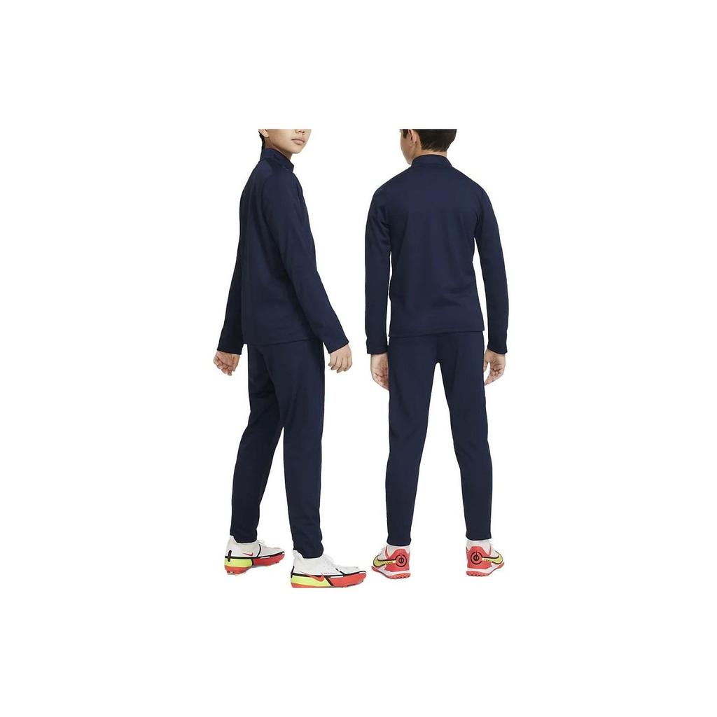 Nike Solid Color Logo Design Stand Collar Long Sleeve Jacket Straight Leg Pants Casual Sports Set Kids sets Dark-Blue DX5480-451