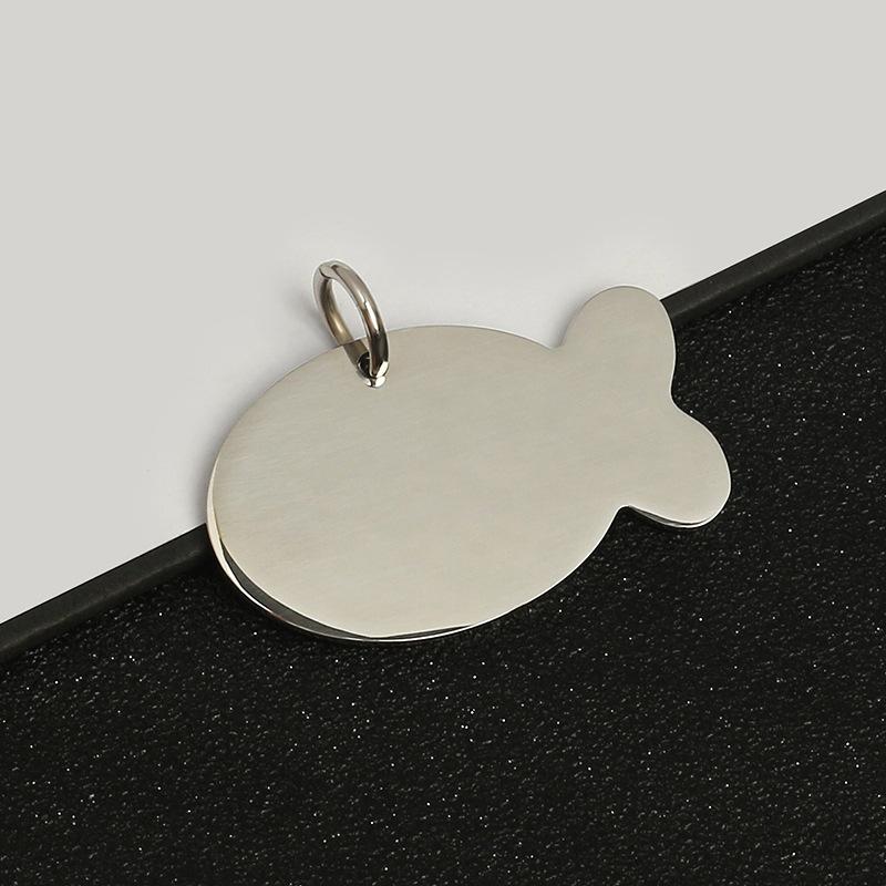 Für Großhandel Metallschmuck, Katzenfisch Haustieranhänger, Anhänger, Anti-Lost-Karte, Lasergravur, Edelstahl Hundemarke