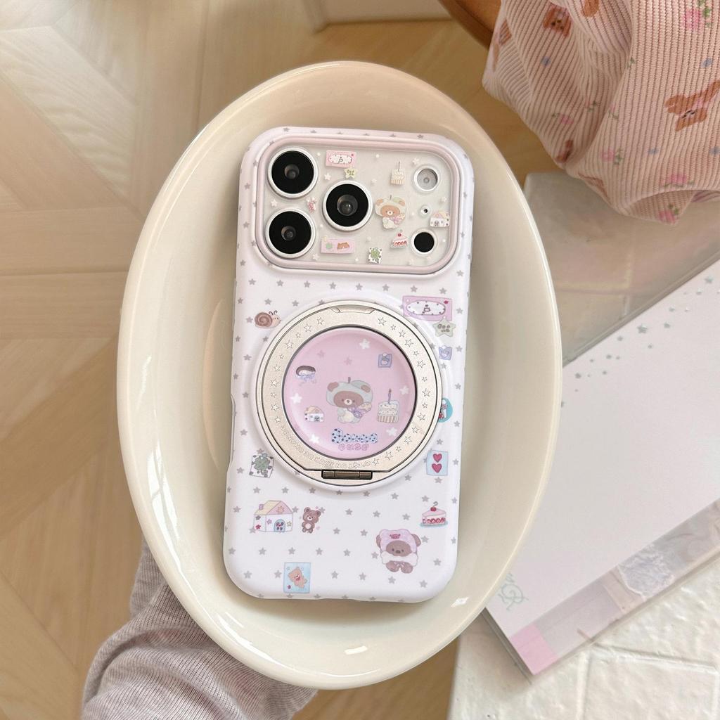 Cute Bear Magnetic Phone Case Compatible with iPhone 16, iPhone 17, and iPhone 18 Pro