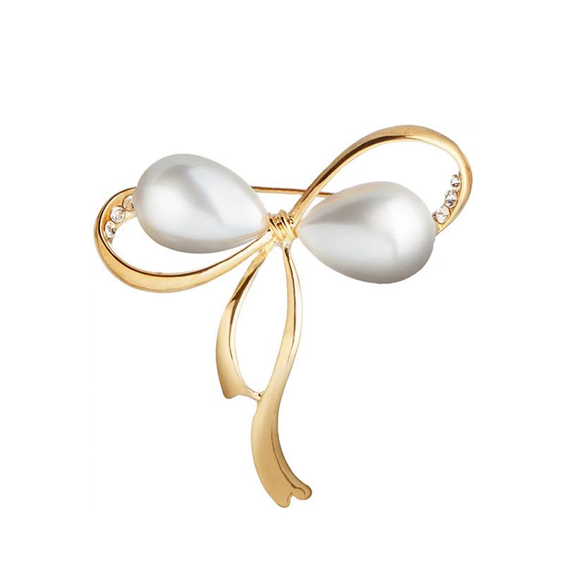 Minimalist Pearl Bow Brooch and Corsage Clip