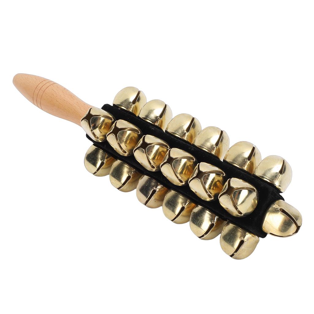 Clochette Traîneau Bois de Hêtre Instrument de Percussion Portatif Clochette à Main avec 25 Clochettes pour Chants de Noël Fêtes Formation Musicale