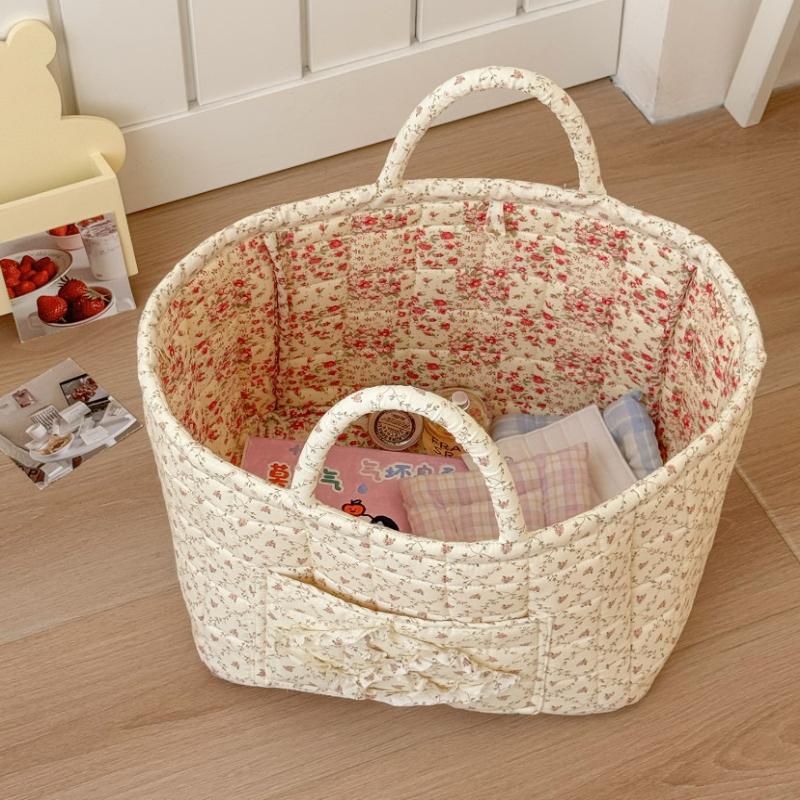 Rural Flower Dirty Clothes Basket, High-Value, Fashionable, Large Capacity Foldable Garbage Storage Basket