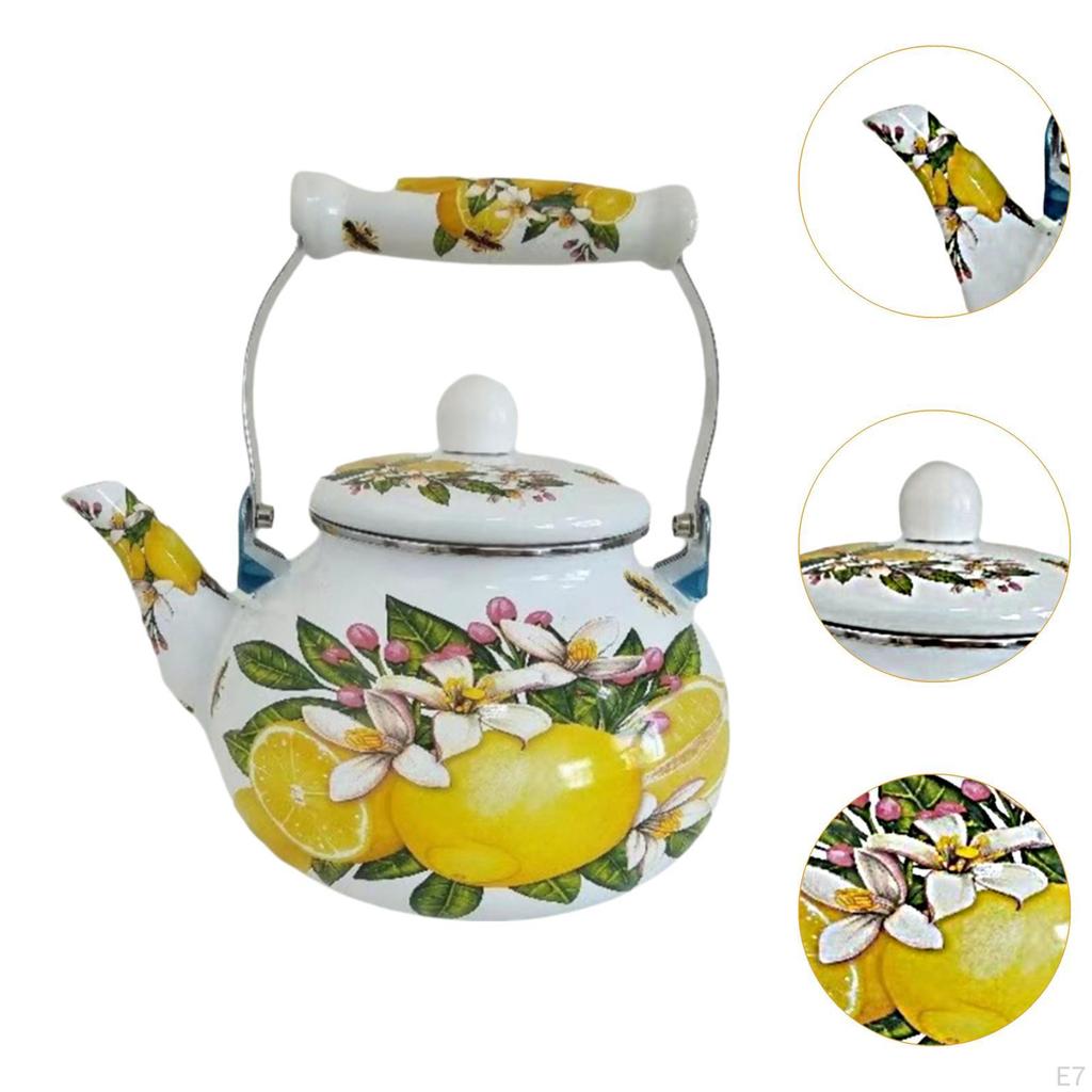 Enamel Tea Kettle 2.5L Teapot Beverage Jug Heat Resistant Water Pitche Thickened for