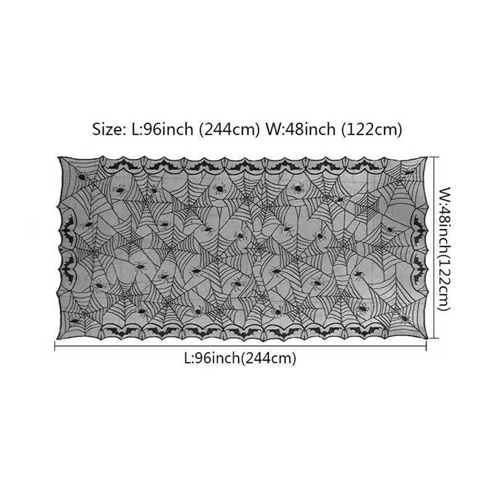 Rectangular Decorative Table Runner Halloween Tablecloth 54x108inch Black Spider Web Tablecloth Event Party Decorations Supplies