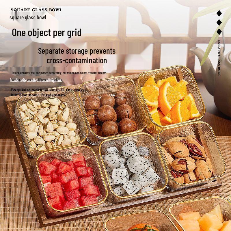 Retro Chinese Style Glass Dried Fruit & Nut Tray