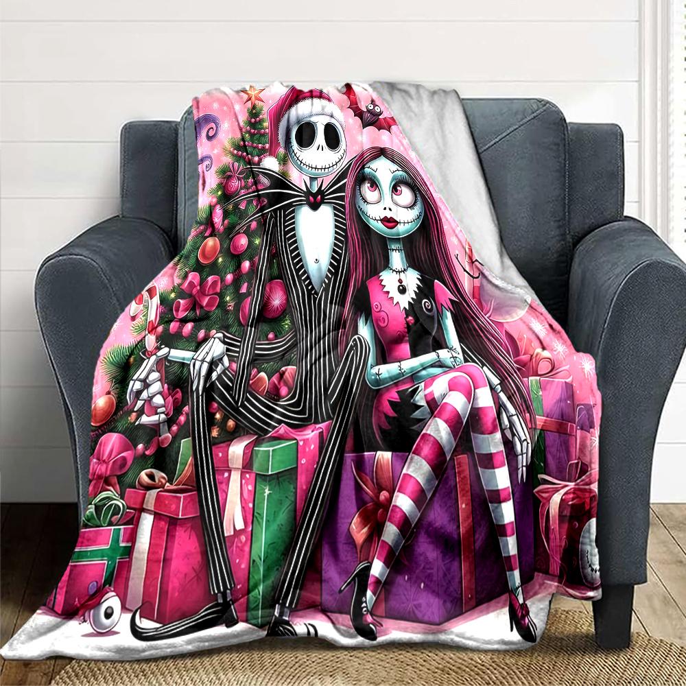 1Pc Christmas Nightmare Before Christmas Blanket Soft Throw Blanket For Home Bedroom Bed Sofa Travel Office Solid Christmas Blanket