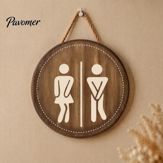 Vintage Hanging Room Sign Wooden Restroom Signs, Men's And Women's Wall Half Toilet Solid Wood Art Bathroom Decor Sign, Rustic Signs Office