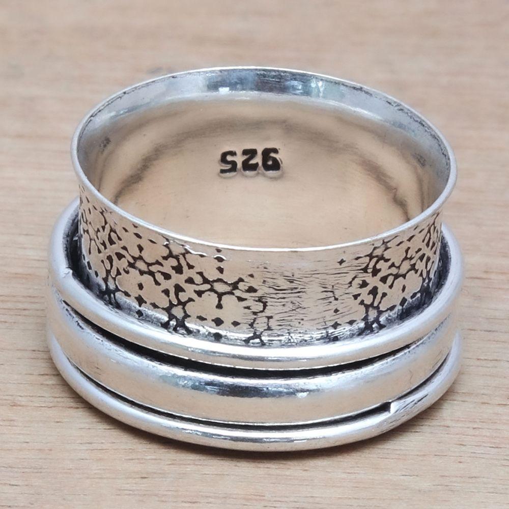 Silver Spinner Ring For Women Four Spinner Ring Fidget Silver Jewelry Ring"6"