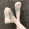 Fashion New 8CM Summer Women Slippers Flip-Flops Ladies Beach Bling Shoes Wedge Heels Shoes Woman High Platform Slippers Outside Sandals