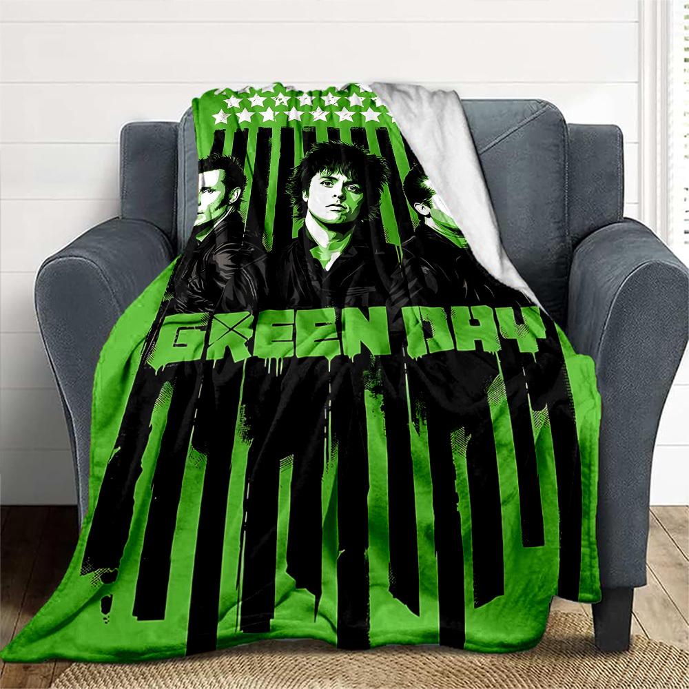1 Stück Green Day Outdoor-Decke Leichtes Flanell, Weich & Warm, Ganzjahresnutzung für Sofa, Outdoor, Camping, Wohnzimmer, Büro, Stuhl