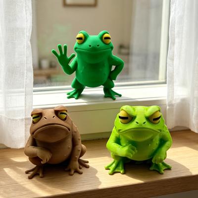 3D-gedruckte Froschfigur Lustige niedliche Kröte Schreibtischdekoration Sammler-Tierfigur für Heim-Büro-Regaldekoration