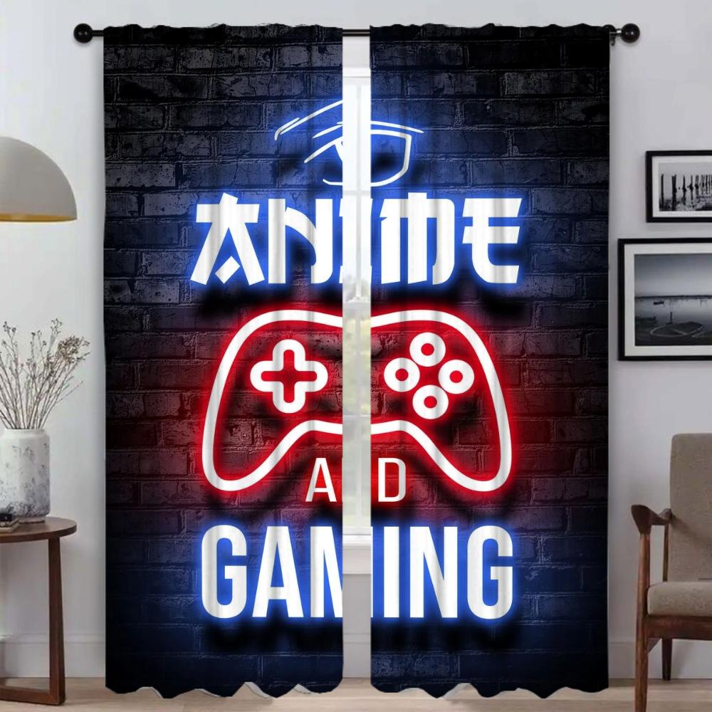 

Занавески с игровыми станциями для гостиной, занавеска, украшение на Хэллоуин, шторы, противомоскитные занавески, 2 штуки, тюль для спальни W60xH90cmx2pcs-CL