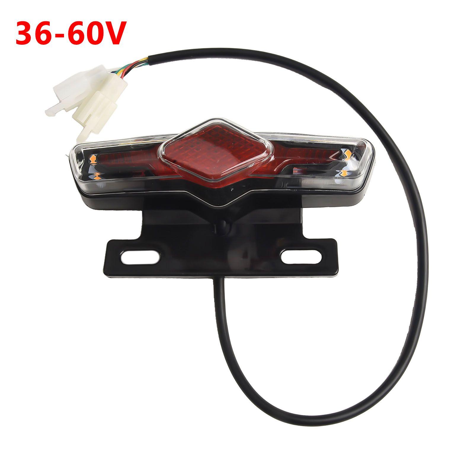 12V 36V-60V E-bike Taillight Turn Signal Rear Rack Lamp Tail Light Electric Bicycle Brake Night Vasion Lamp Cycling Replacement 36-60V