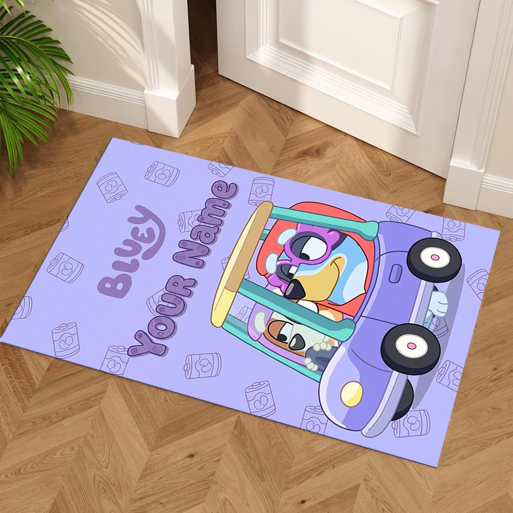 Bluey Personalized Name Floor Rug Office Rug Design for Balcony Study room Entryway Bedrooms Antislip Carpet Decorate Offices