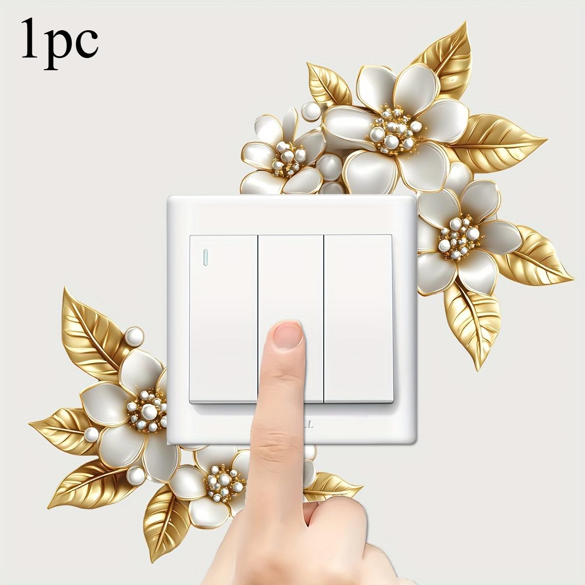 

1 шт./2 шт. Золотой искусственный цветок Наклейка на выключатель Самоклеящаяся наклейка для декора стен Спальня Кухня Ванная Гостиная Декор