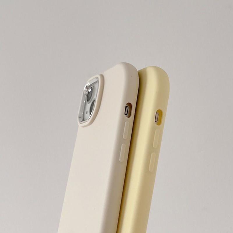 Solid Color Silver Edge Lens Fatty Casing Soft Liquid Silicone Case Shockproof Phone Case for iPhone Samsung Huawei Honor Xiaomi Redmi Infinix Tecno