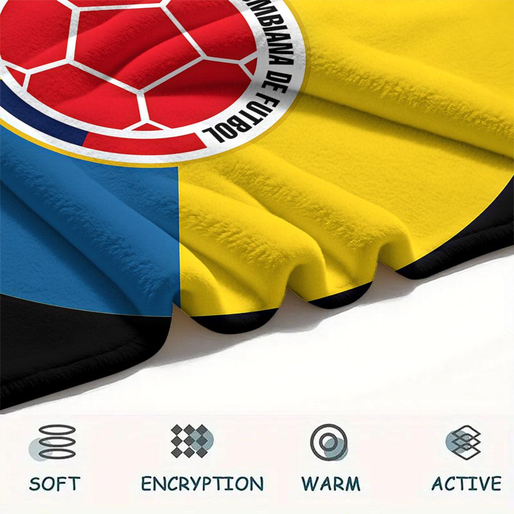 Colombia football Printed Flannel Blanket, soft throw for bedroom sofa, washable,soccer fan merchandise, great gift.