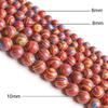 Rote Streifen Malachit Steinperlen Rund 15" Strang Glatt Lose Abstandshalter Perlen 4/6/8/10/12mm für Schmuckherstellung DIY Armbänder Zubehör