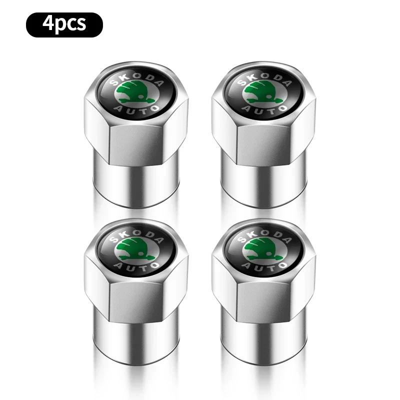 Car Sticker 2026 Hot 4Pcs Car Goods Dustproof Cap Car Tire Valve Stem Caps Bolt-In For Skoda A7 Fabia Kamiq Karoq Kodiaq Octavia