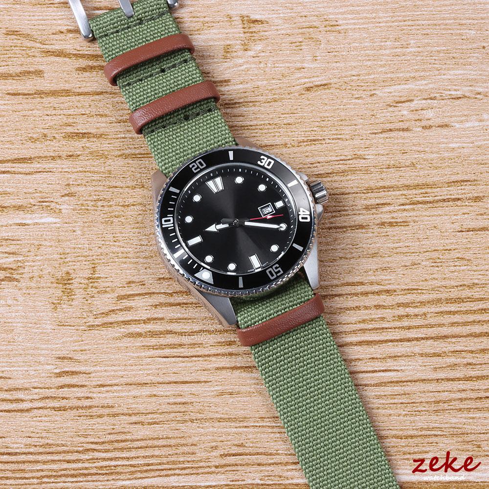 Bracelet de montre en Nylon Cuir 20mm 22mm Vintage Kaki Field Watch Band Vert Noir Gris Toile Tissée Bracelet Homme Sport Extérieur